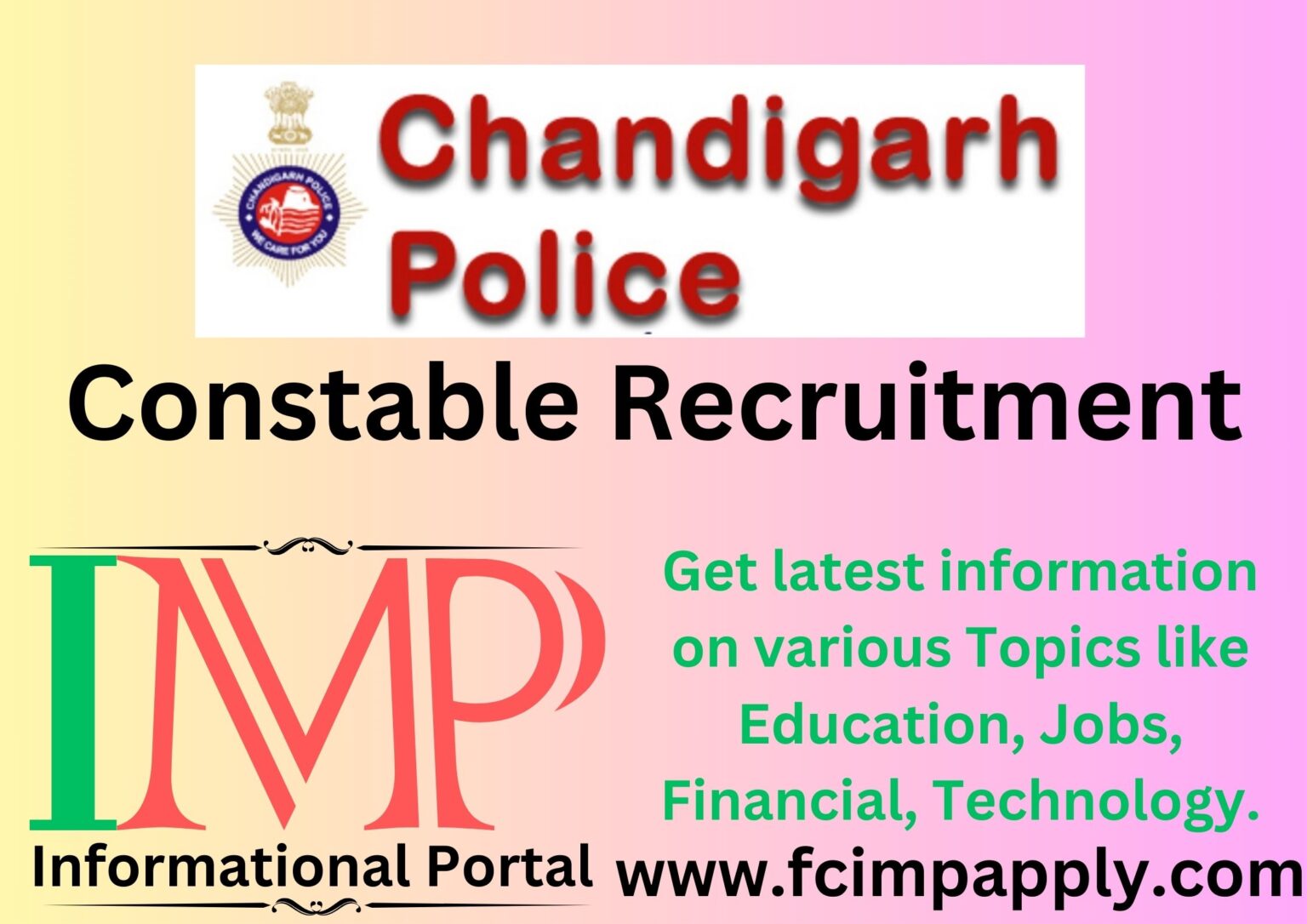 Chandigarh Police Constable Recruitment 2024 Form Notification Apply